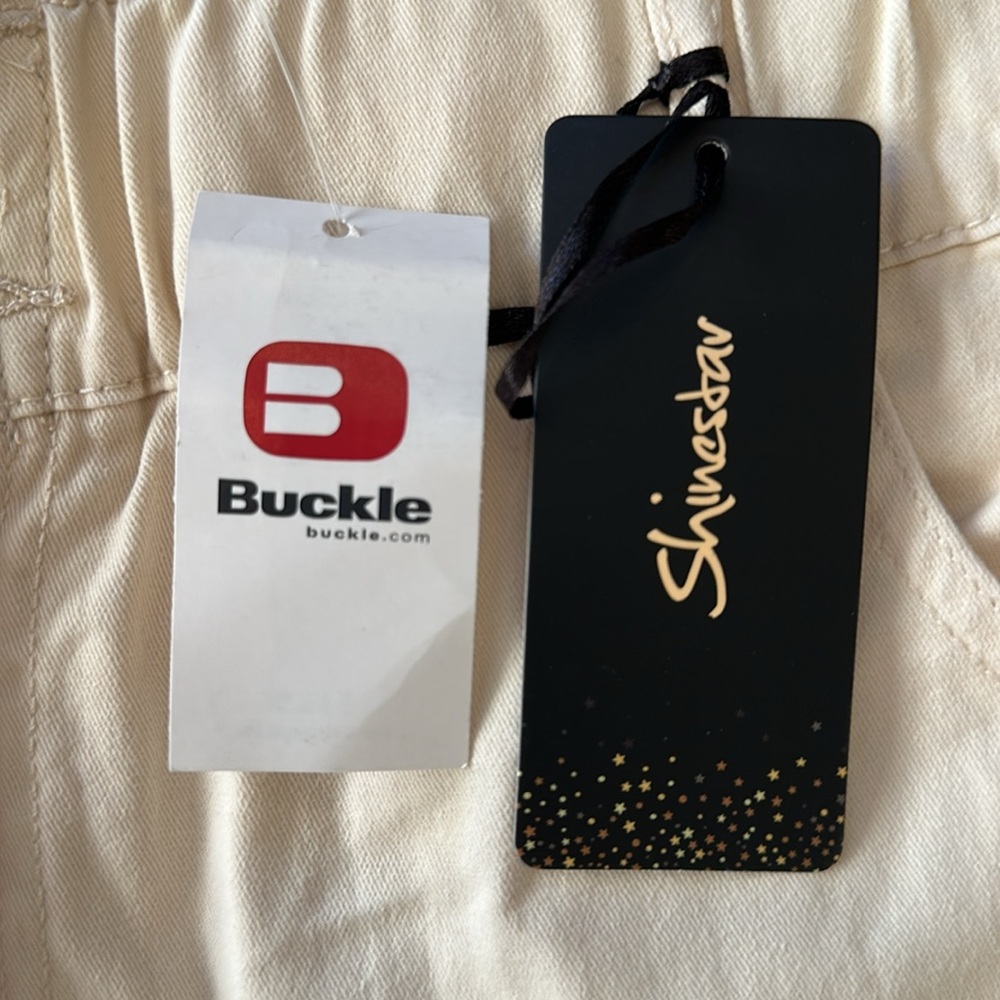 Buckle Store Shinestar Ivory Cream Paper Bag Cotton Pants Sz XL New NWT - Picture 6 of 8
